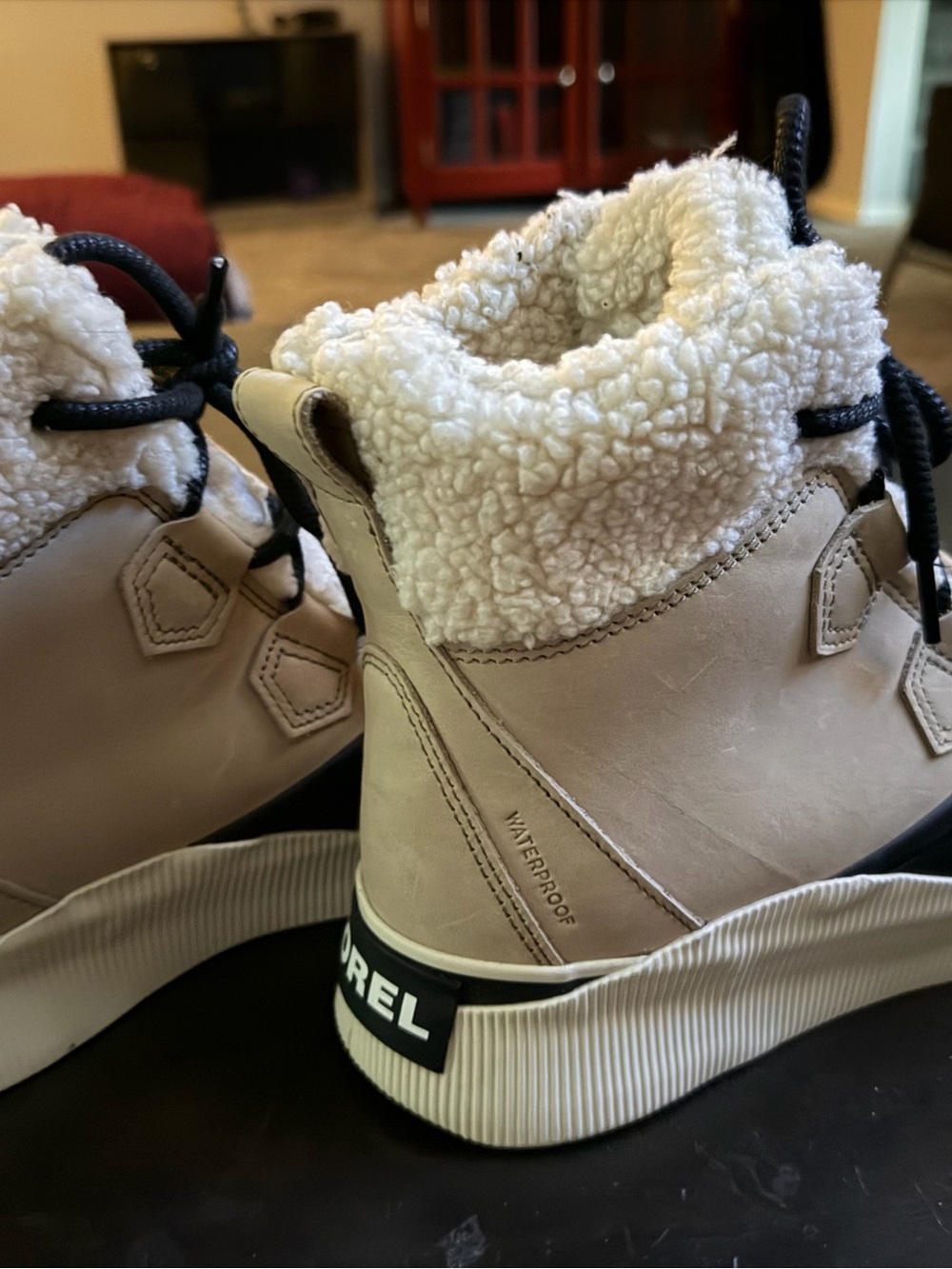 Sorel Beige Sherpa-Lined Waterproof Sneaker Boot